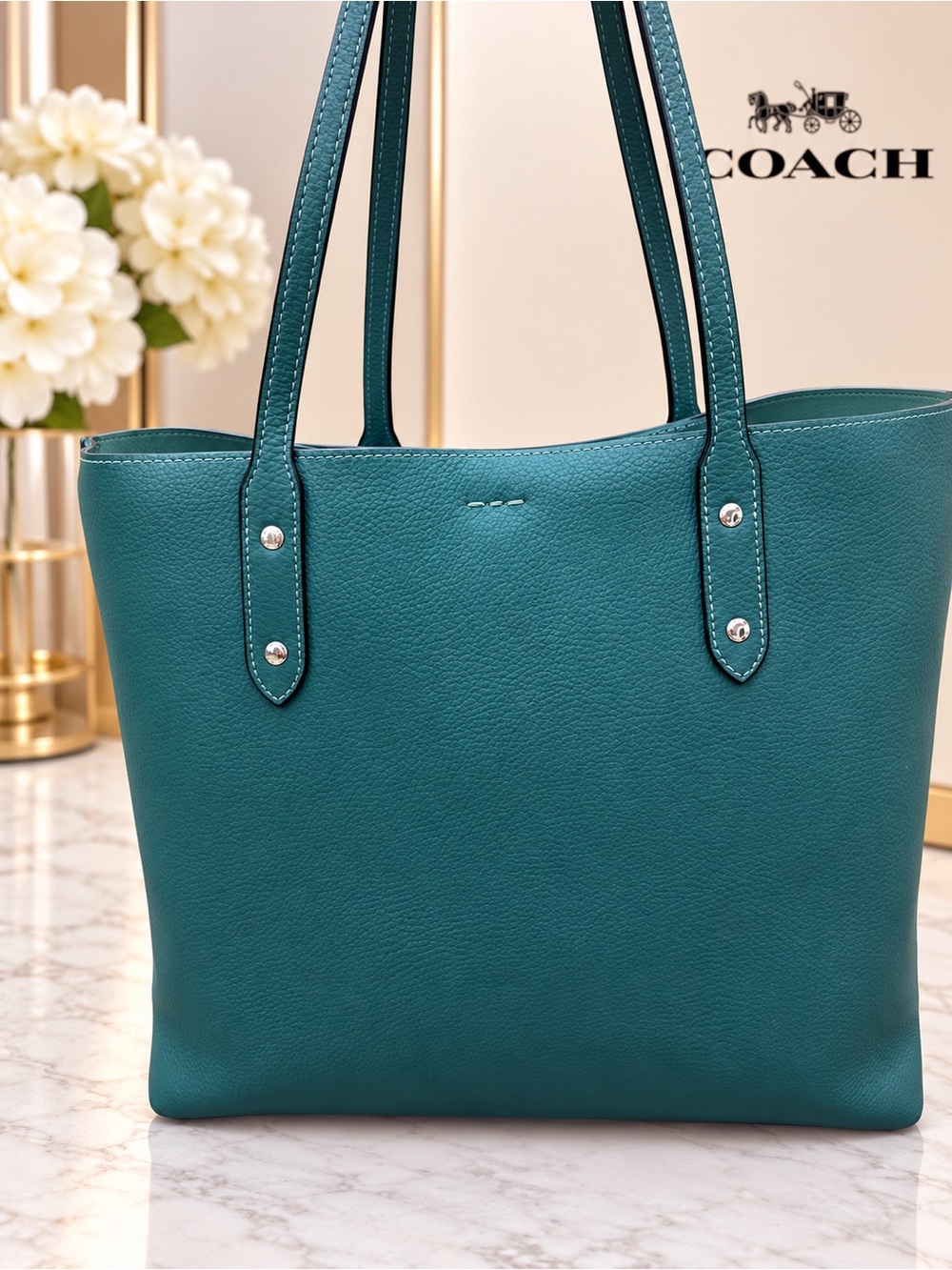 COACH Central Tote 39 Smooth Leather Peacock 🦚 - Picture 4 of 16